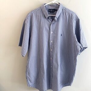 2/$32. Ralph Lauren Classic fit  Cotton blue- white shirt sleeves shirt